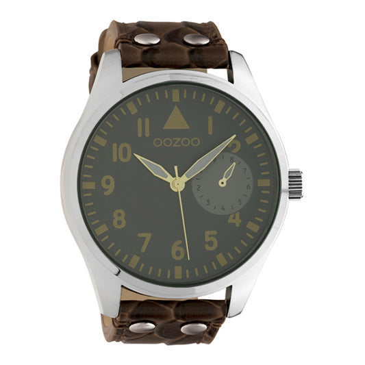 OOZOO Chronograph Lederarmband Braun Zifferblatt Anthrazit 50 mm C10327