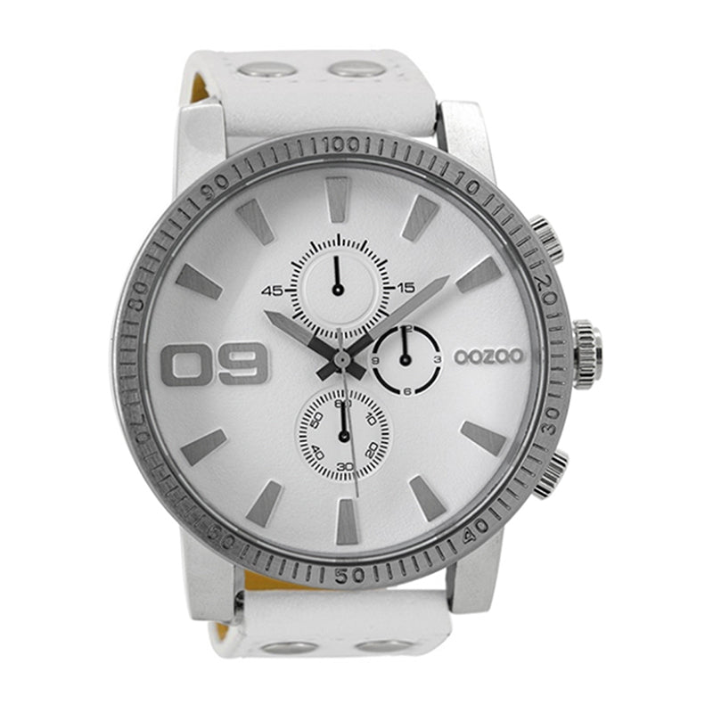 OOZOO Chronograph Lederarmband Weiß 50 mm C9433L