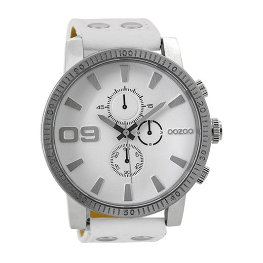 OOZOO Chronograph Lederarmband Weiß 50 mm C9433L
