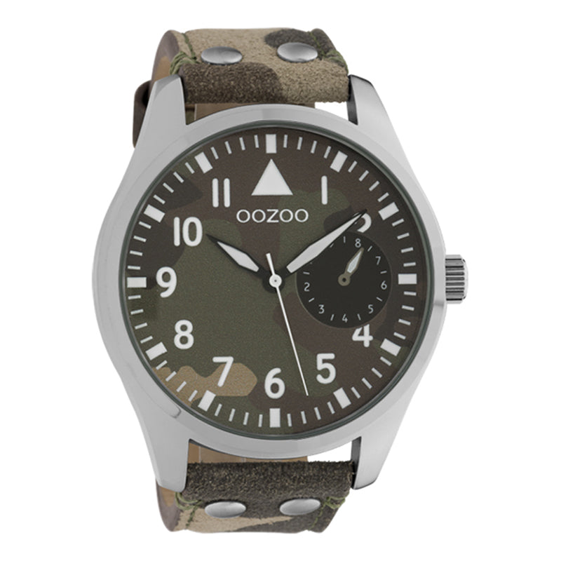 OOZOO Chronograph Lederarmband Zifferblatt Camouflage 50 mm C10326
