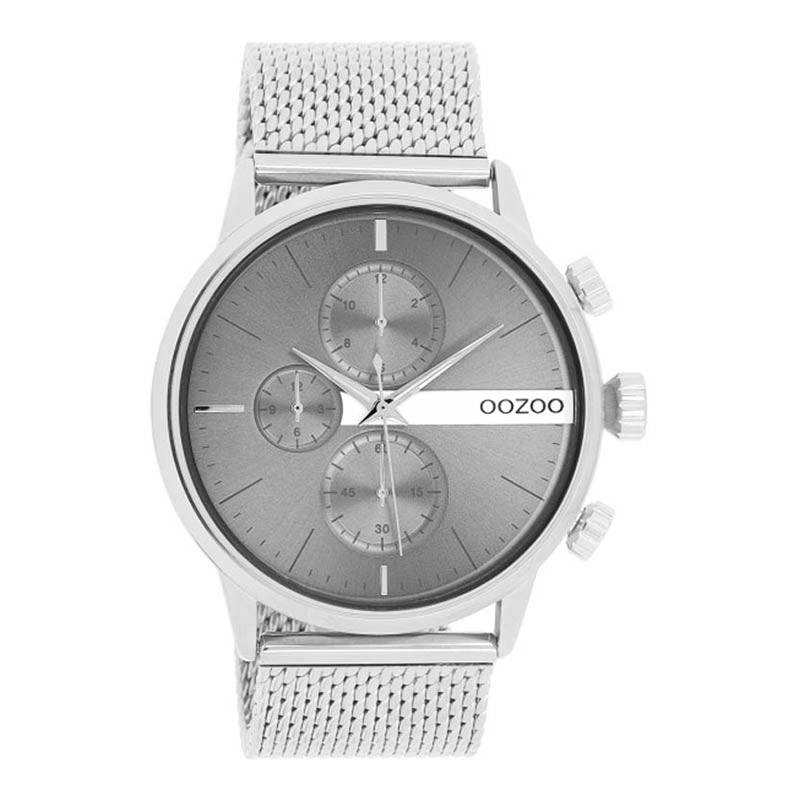 OOZOO Chronograph Mesh-Armband Edelstahl Zifferblatt Grau 45 mm C11101