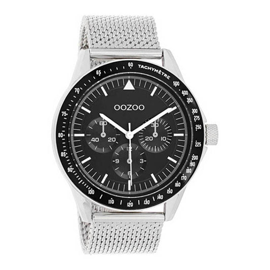 OOZOO Chronograph Mesh-Armband Edelstahl Zifferblatt Schwarz 45 mm C11113