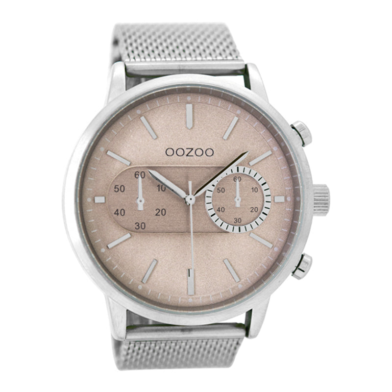 OOZOO Chronograph Mesh-Armband Edelstahl Zifferblatt Taupe 49 mm C9071