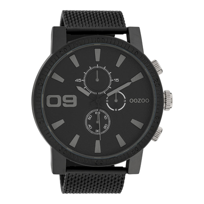 OOZOO Chronograph Schwarz Plattiert Mesh-Armband Schwarz 50 mm C10053