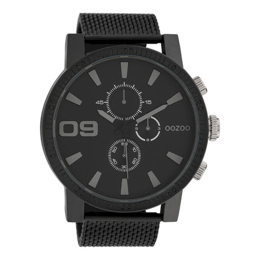 OOZOO Chronograph Schwarz Plattiert Mesh-Armband Schwarz 50 mm C10053