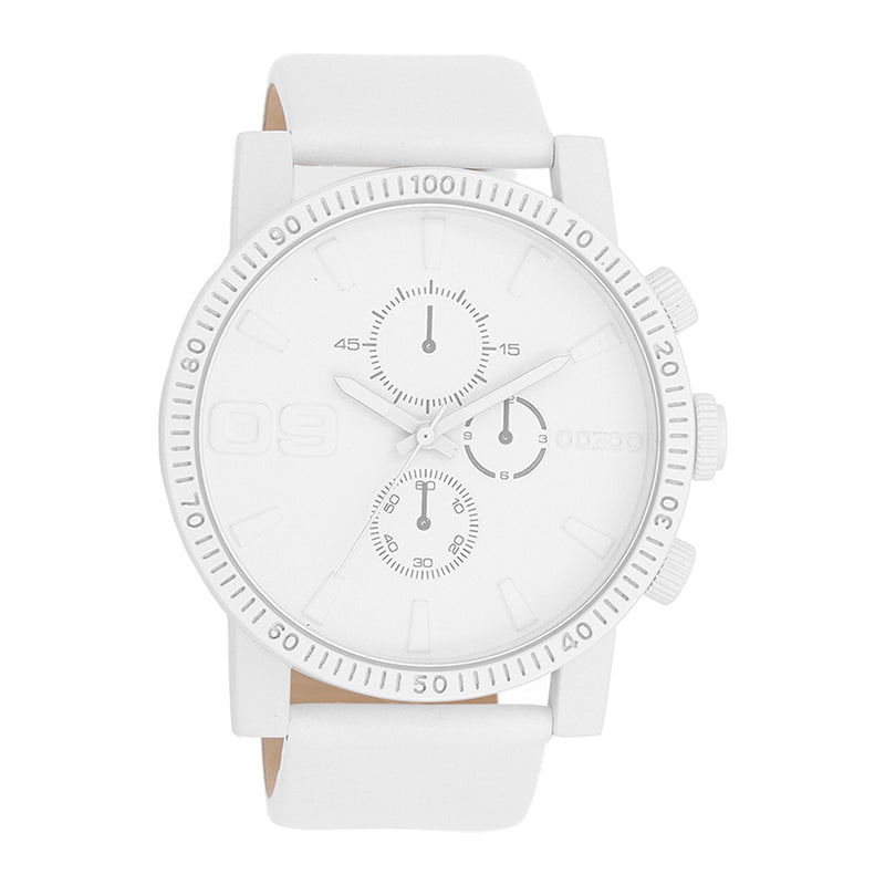 OOZOO Chronograph Weiß Lederarmband 48 mm C11310
