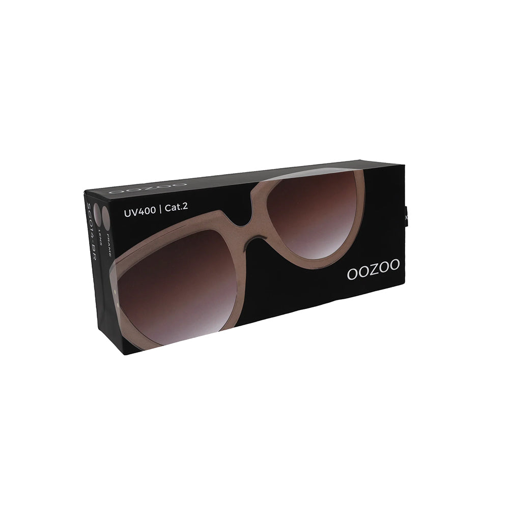 OOZOO Große Sonnenbrille SG014-BR Bernsteinfarben Amber Verlaufsgläser Rot UV400 Federscharniere Originalverpackung
