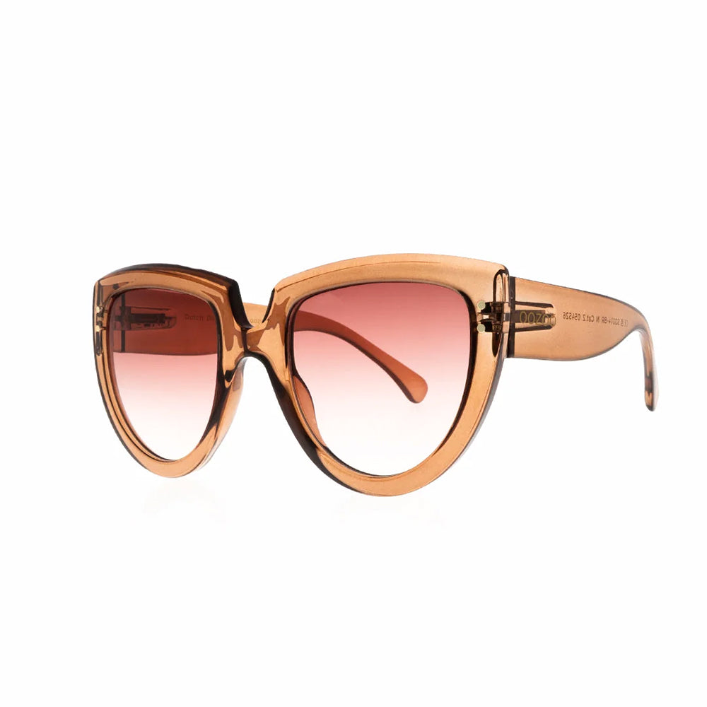OOZOO Große Sonnenbrille SG014-BR Bernsteinfarben Amber Verlaufsgläser Rot UV400 Federscharniere Seitlich