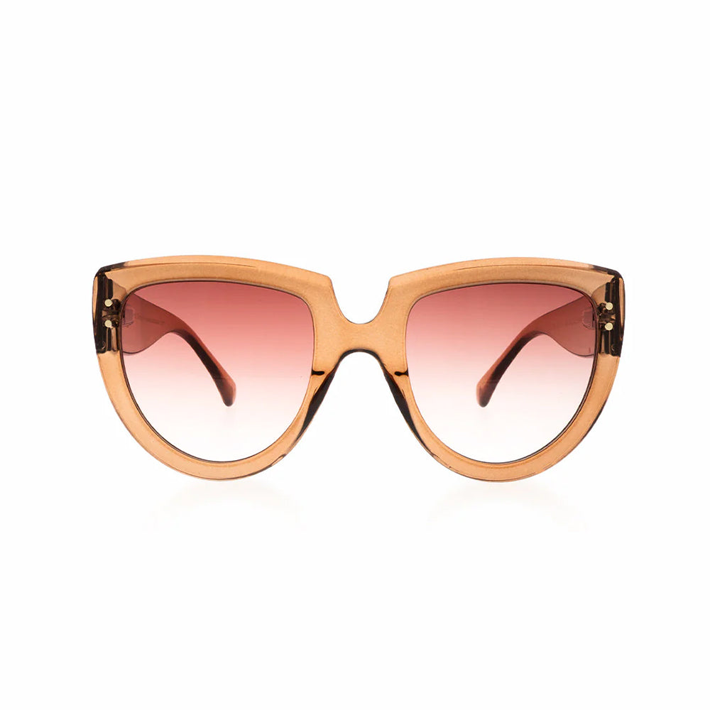 OOZOO Große Sonnenbrille SG014-BR Bernsteinfarben Amber Verlaufsgläser Rot UV400 Federscharniere