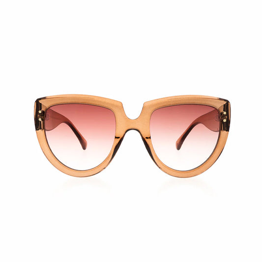 OOZOO Große Sonnenbrille SG014-BR Bernsteinfarben Amber Verlaufsgläser Rot UV400 Federscharniere