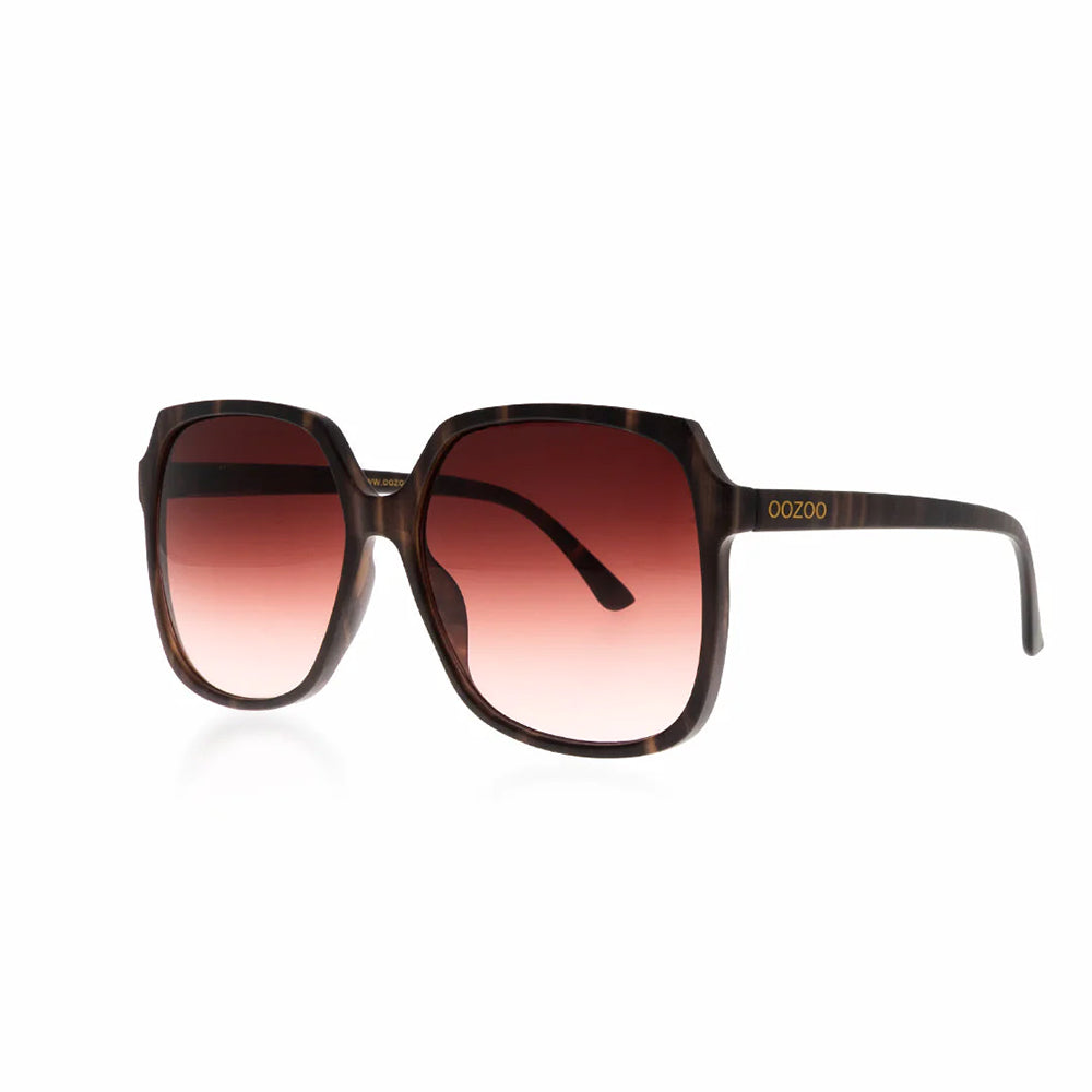 OOZOO Große Sonnenbrille SG013-TS Brauner Schildpatt-Look Rote Verlaufsgläser UV400-Schutz Federscharniere Seitlich