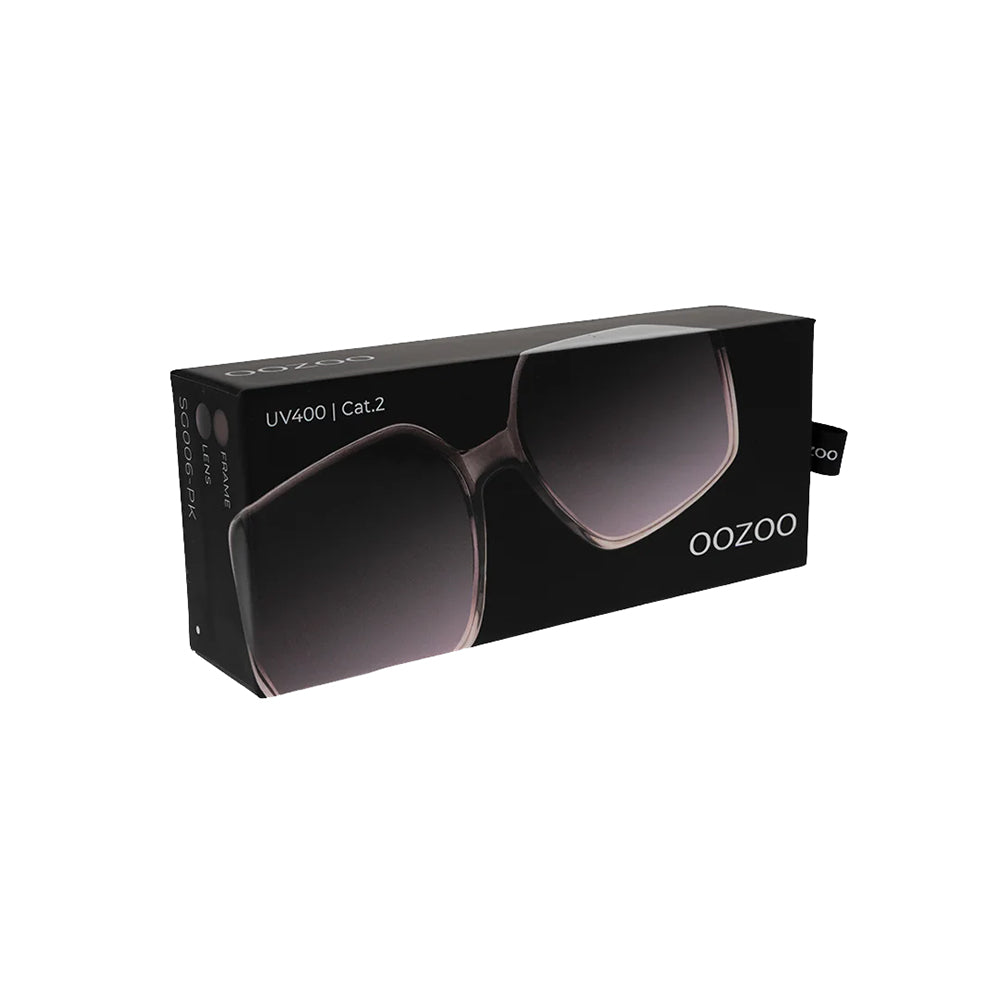 OOZOO Große Sonnenbrille SG006-PK Braun Transparenter Rahmen Pink-Braune Verlaufsgläser UV400-Schutz Originalverpackung