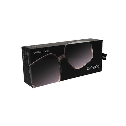 OOZOO Große Sonnenbrille SG006-PK Braun Transparenter Rahmen Pink-Braune Verlaufsgläser UV400-Schutz Originalverpackung