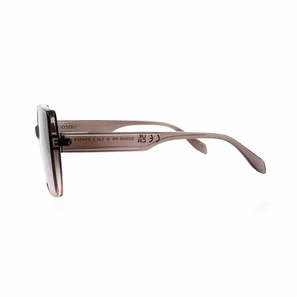 OOZOO Große Sonnenbrille SG006-PK Braun Transparenter Rahmen Pink-Braune Verlaufsgläser UV400-Schutz Seitlich 2