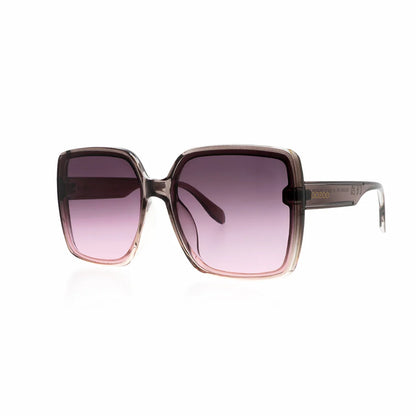 OOZOO Große Sonnenbrille SG006-PK Braun Transparenter Rahmen Pink-Braune Verlaufsgläser UV400-Schutz Seitlich