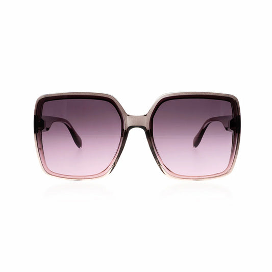 OOZOO Große Sonnenbrille SG006-PK Braun Transparenter Rahmen Pink-Braune Verlaufsgläser UV400-Schutz