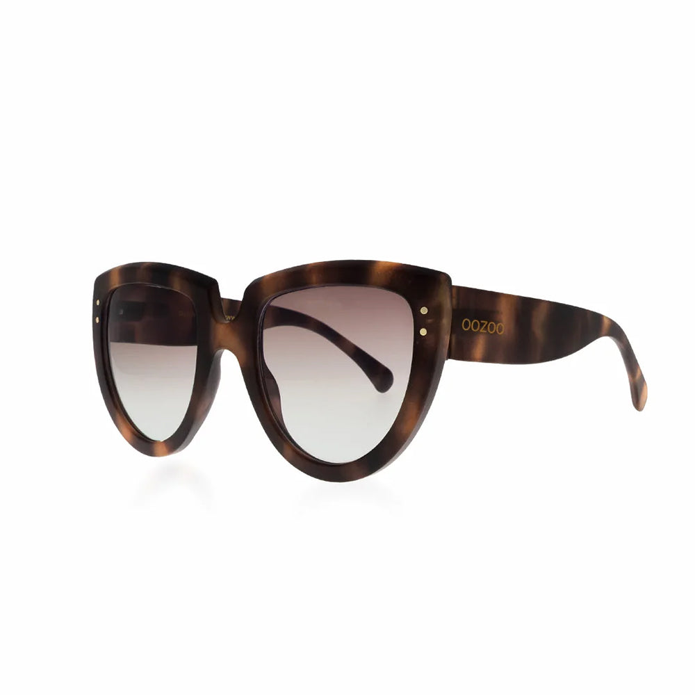 OOZOO Große Sonnenbrille SG014-TS Brauner Schildpatt-Look Braun Matter Rahmen Braun-Violette Verlaufsgläser UV400-Schutz Seitlich