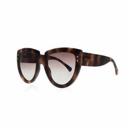 OOZOO Große Sonnenbrille SG014-TS Brauner Schildpatt-Look Braun Matter Rahmen Braun-Violette Verlaufsgläser UV400-Schutz Seitlich