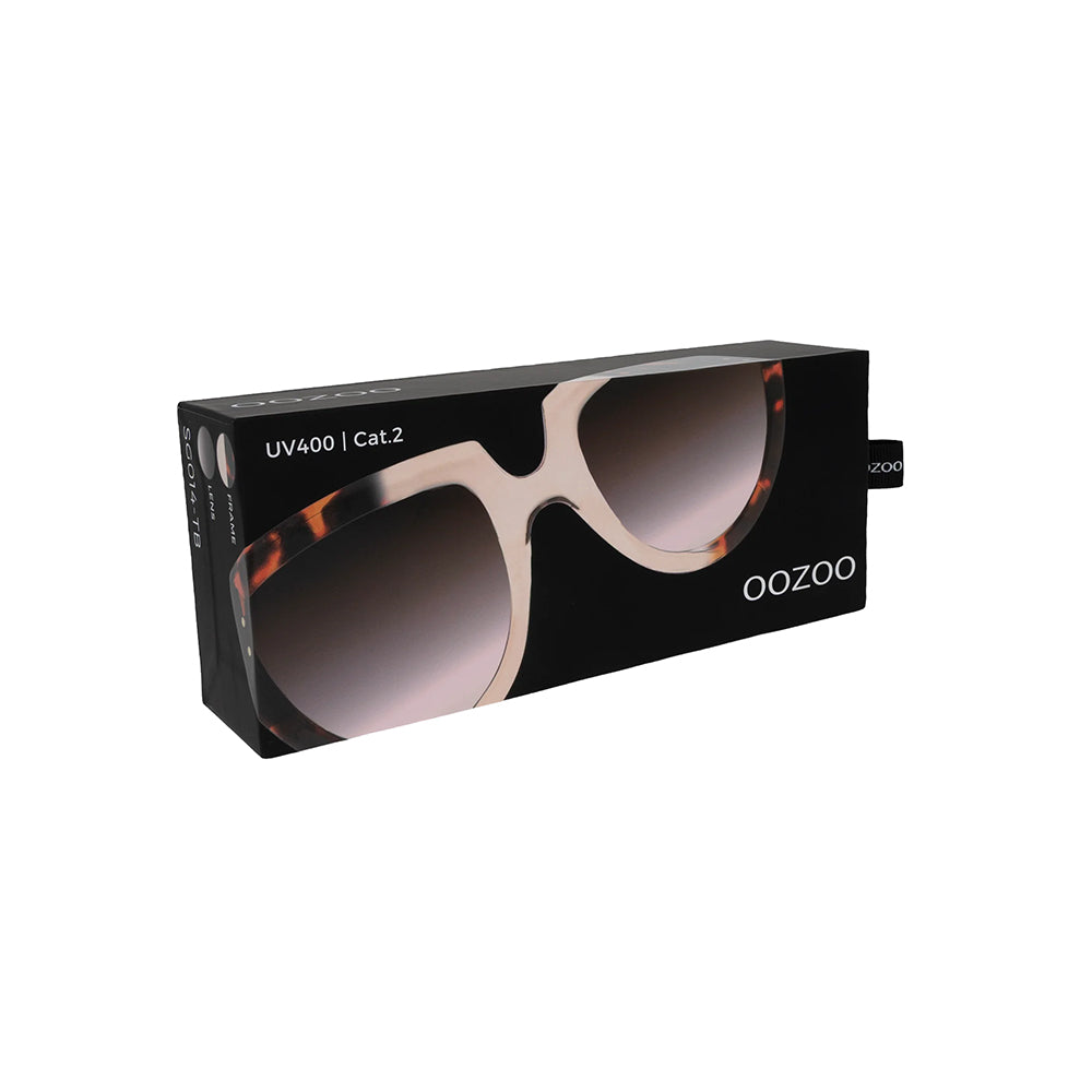 OOZOO Große Sonnenbrille SG014-TB Schildpatt-Look Braun Transparent Braune Verlaufsgläser UV400-Schutz Originalverpackung