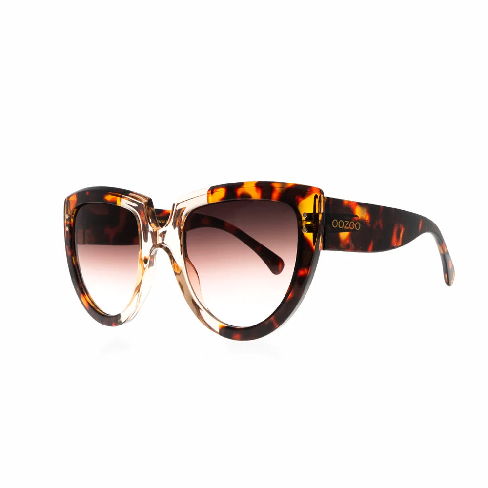 OOZOO Große Sonnenbrille SG014-TB Schildpatt-Look Braun Transparent Braune Verlaufsgläser UV400-Schutz Seitlich
