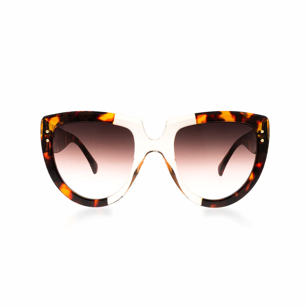 OOZOO Große Sonnenbrille SG014-TB Schildpatt-Look Braun Transparent Braune Verlaufsgläser UV400-Schutz