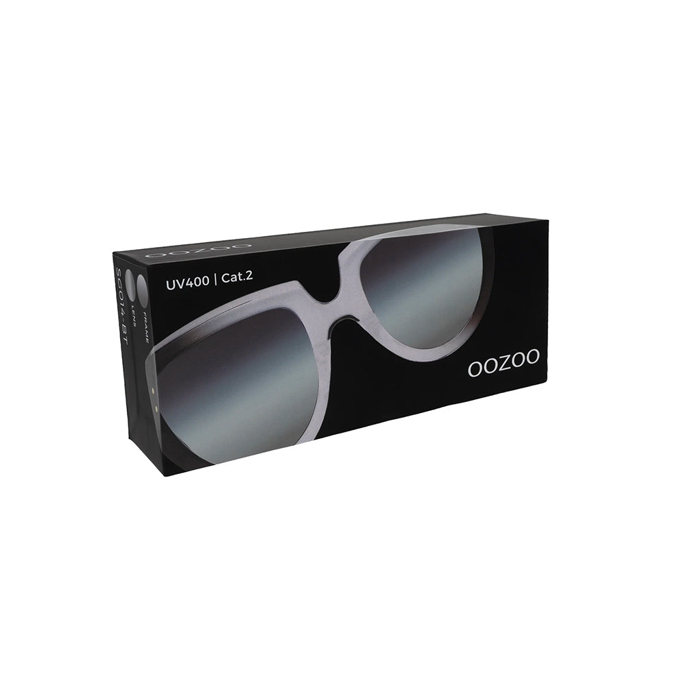 OOZOO Große Sonnenbrille SG014-BT Schwarz Transparent Grau Violetter Farbverlauf UV400-Schutz Originalverpackung