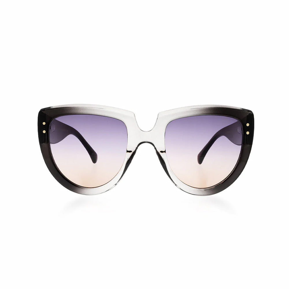 OOZOO Große Sonnenbrille SG014-BT Schwarz Transparent Grau Violetter Farbverlauf UV400-Schutz
