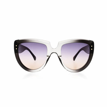 OOZOO Große Sonnenbrille SG014-BT Schwarz Transparent Grau Violetter Farbverlauf UV400-Schutz