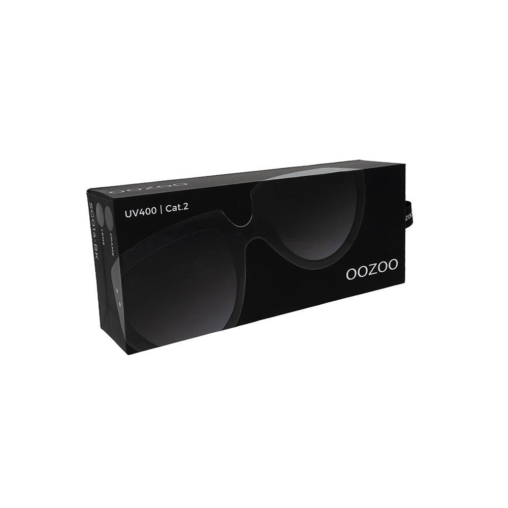 OOZOO Große Sonnenbrille SG014-BK Schwarzer Rahmen Schwarz-Violette Verlaufsgläser UV400-Schutz Originalverpackung