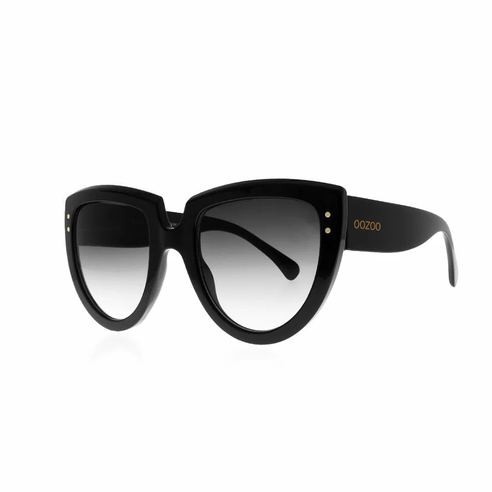 OOZOO Große Sonnenbrille SG014-BK Schwarzer Rahmen Schwarz-Violette Verlaufsgläser UV400-Schutz Seitlich