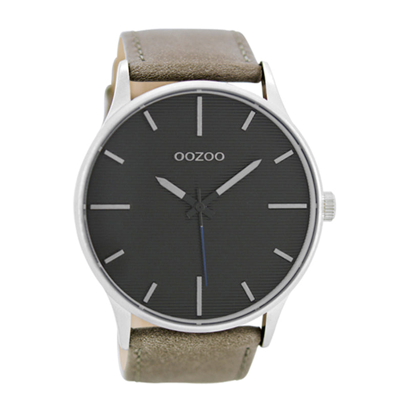 OOZOO Uhr Lederarmband Taupe Zifferblatt Anthrazit 48 mm C8551