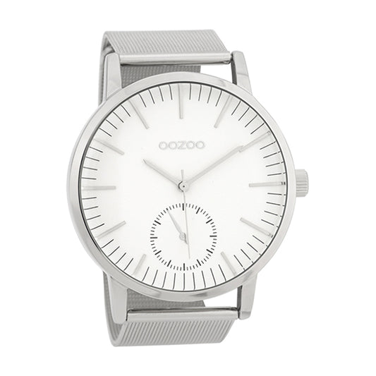 OOZOO Uhr Mesh-Armband Edelstahl Zifferblatt Weiß 48 mm C9620