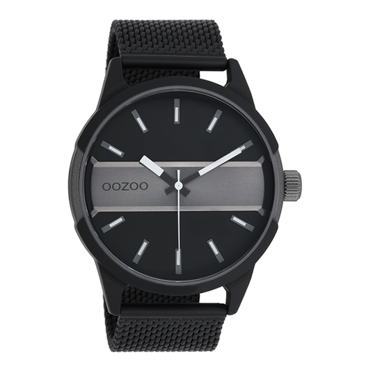 OOZOO Uhr Mesh-Armband Schwarz Plattiert Zifferblatt Schwarz Grau 48 mm C11109