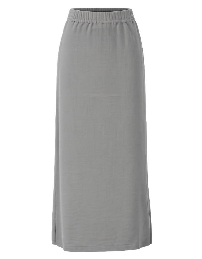 Outryght Midi-Rock Luisa Linen Grau Leinen-Viskose-Mix Seitenschlitz Flexibler Bund