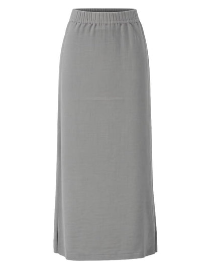 Outryght Midi-Rock Luisa Linen Grau Leinen-Viskose-Mix Seitenschlitz Flexibler Bund