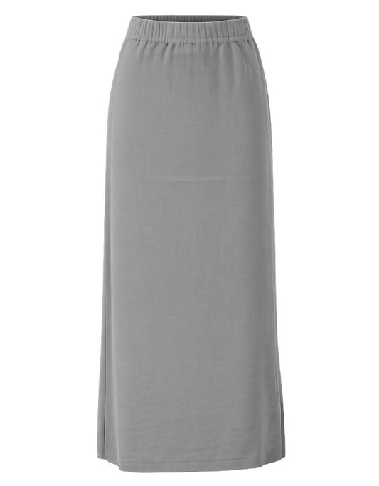 Outryght Midi-Rock Luisa Linen Grau Leinen-Viskose-Mix Seitenschlitz Flexibler Bund