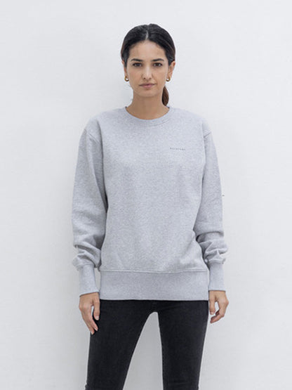 Outryght Sweatshirt Ashi Unisex Grau Meliert Label-Print Logo-Print Rückseite Schwarz 100 % Baumwolle Vorderseite