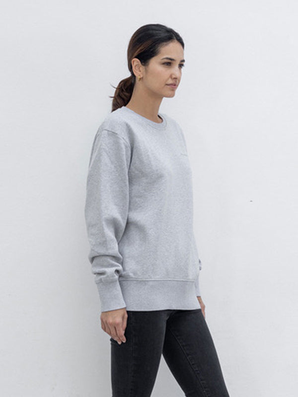 Outryght Sweatshirt Ashi Unisex Grau Meliert Label-Print Logo-Print Rückseite Schwarz 100 % Baumwolle Seitlich