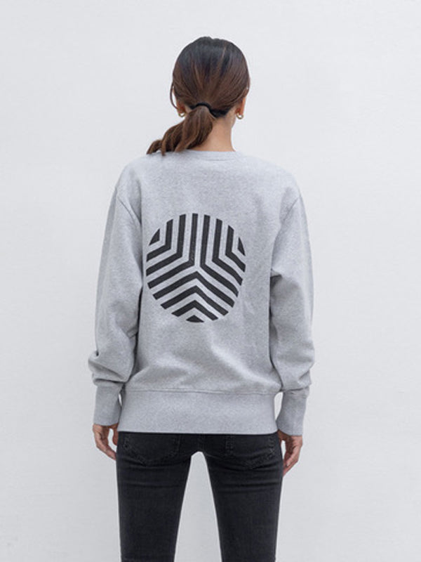 Outryght Sweatshirt Ashi Unisex Grau Meliert Label-Print Logo-Print Rückseite Schwarz 100 % Baumwolle