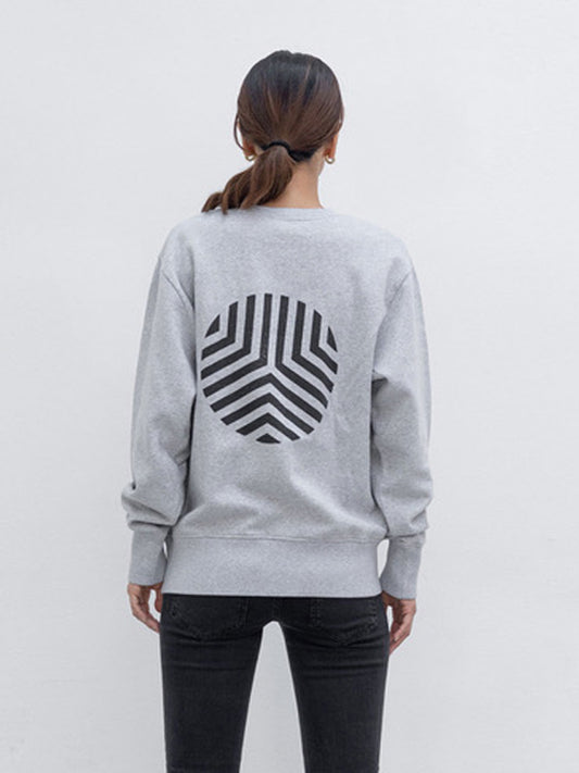 Outryght Sweatshirt Ashi Unisex Grau Meliert Label-Print Logo-Print Rückseite Schwarz 100 % Baumwolle