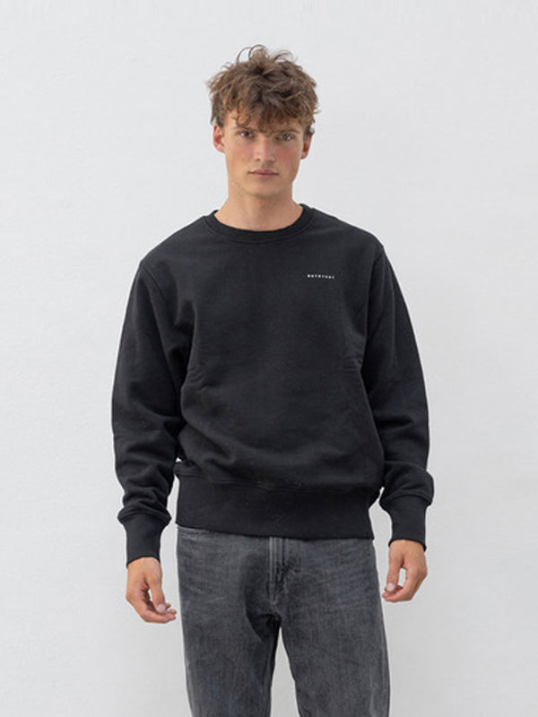 Outryght Sweatshirt Ashi Unisex Schwarz Label-Print Logo-Print Rückseite Weiß 100 % Baumwolle Vorderseite