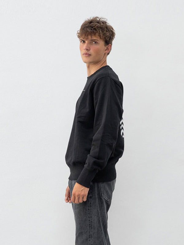 Outryght Sweatshirt Ashi Unisex Schwarz Label-Print Logo-Print Rückseite Weiß 100 % Baumwolle Seitlich