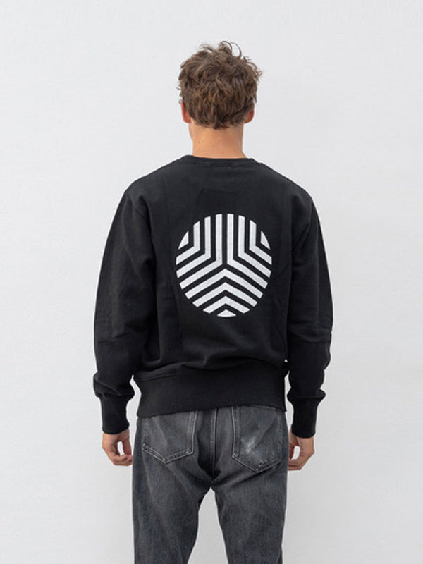 Outryght Sweatshirt Ashi Unisex Schwarz Label-Print Logo-Print Rückseite Weiß 100 % Baumwolle