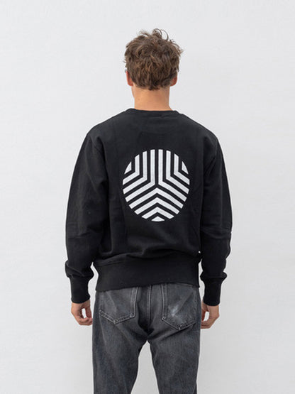 Outryght Sweatshirt Ashi Unisex Schwarz Label-Print Logo-Print Rückseite Weiß 100 % Baumwolle