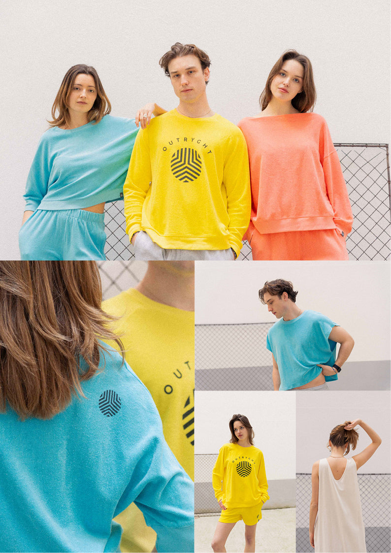 Outryght Sweatshirt Theo Terry Frottee Casual-Fit Logoprint Unisex
