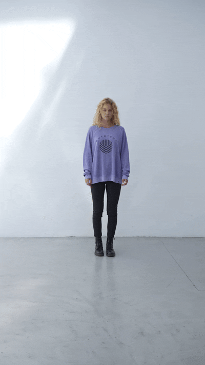 Outryght Sweatshirt Theo Terry Lila Frottee Casual-Fit Logoprint Unisex Video