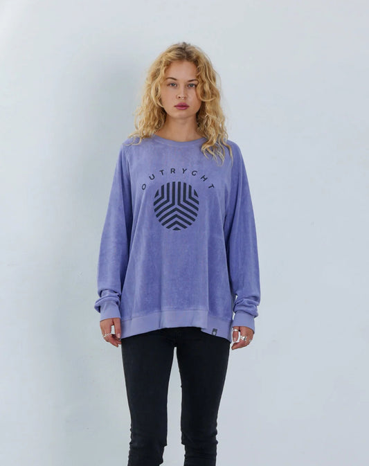 Outryght Sweatshirt Theo Terry Lila Frottee Casual-Fit Logoprint Unisex