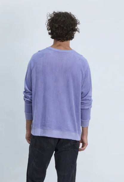 Outryght Sweatshirt Theo Terry Purple Tonic Lila Frottee Casual-Fit Logoprint Unisex Rückseite