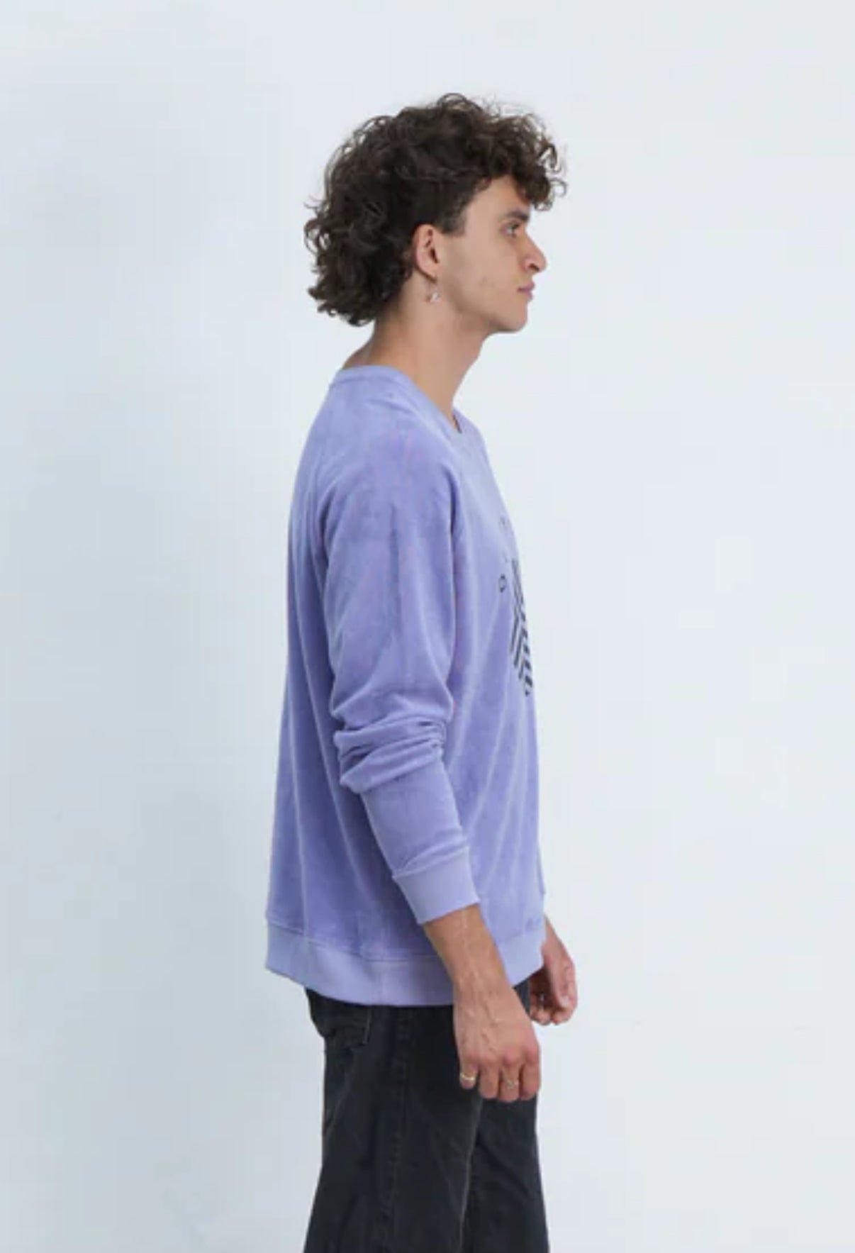 Outryght Sweatshirt Theo Terry Purple Tonic Lila Frottee Casual-Fit Logoprint Unisex Seitlich