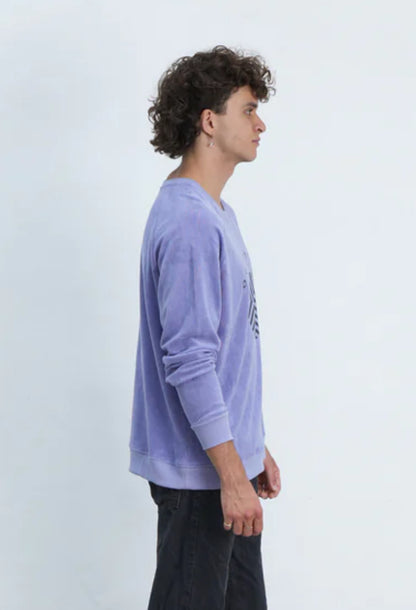 Outryght Sweatshirt Theo Terry Purple Tonic Lila Frottee Casual-Fit Logoprint Unisex Seitlich